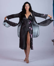 Adaeze Asymmetrical Floral black Robe